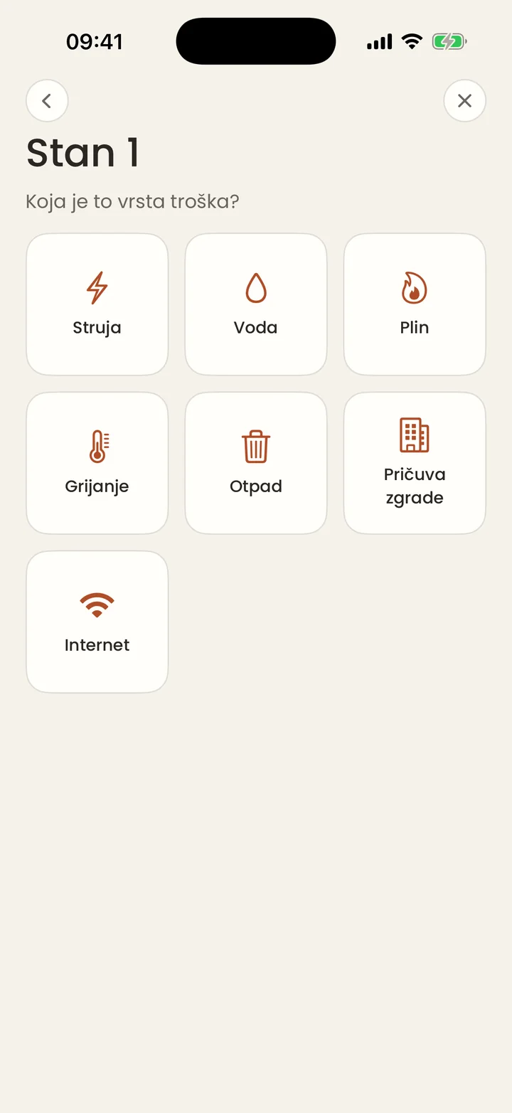 Brzi unos troška: struja, voda, plin, grijanje, otpad, pričuva zgrade i internet